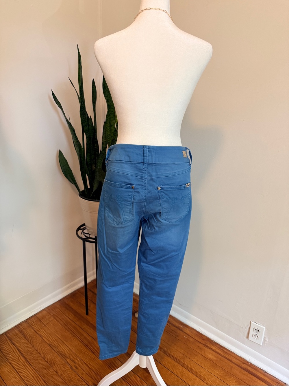 Seven7 Vibrant Blue Ankle Skinny Jeans Womens Mid Rise Denim - Picture 3 of 15